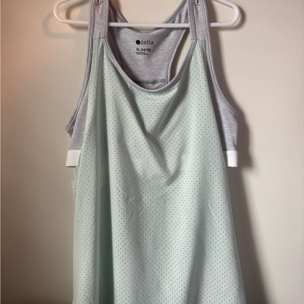Zella Women's Mint Green and Gray Tank Top